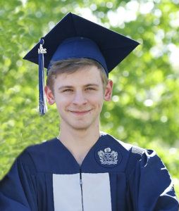 Skyview student in cap and gown
